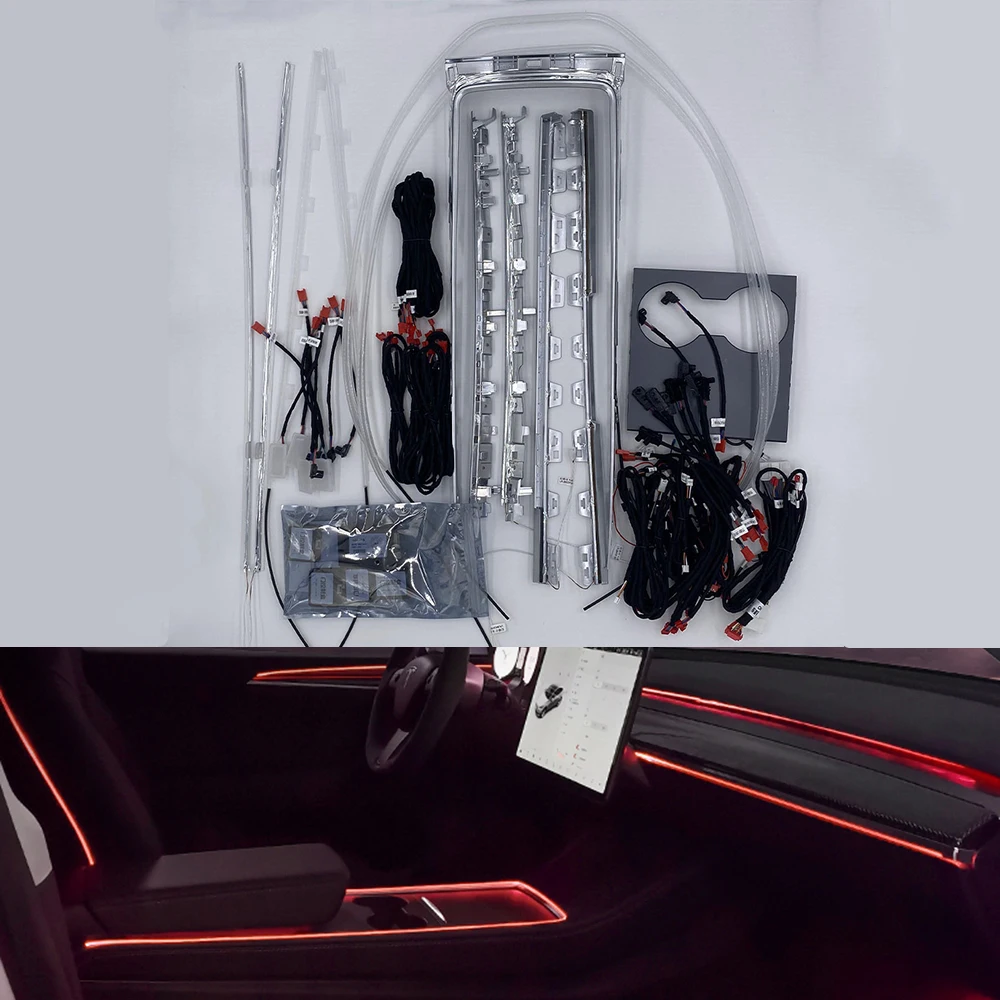 

Сенсорная панель управления моделью 3 рассеивающая лампа для Tesla Model 3 2019 2020 2021 RGB атмосферная подсветка световая лента центральной консоли