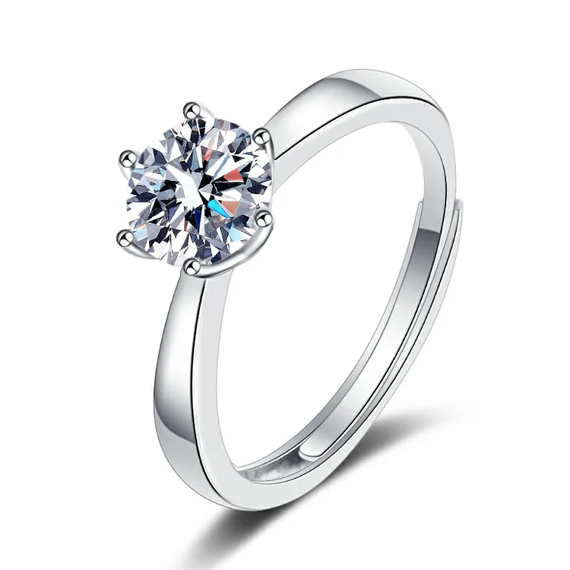 

Jewelry Mosang stone ring S925 silver Zhou six claw D color one carat Mosang diamond rings for women couple rings