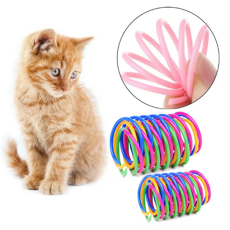 

New 4pcs Kitten Cat Toys Wide Durable Heavy Gauge Cat Spring Toy Colorful Springs Cat Pet Toy Coil Spiral Springs Pets Supplies