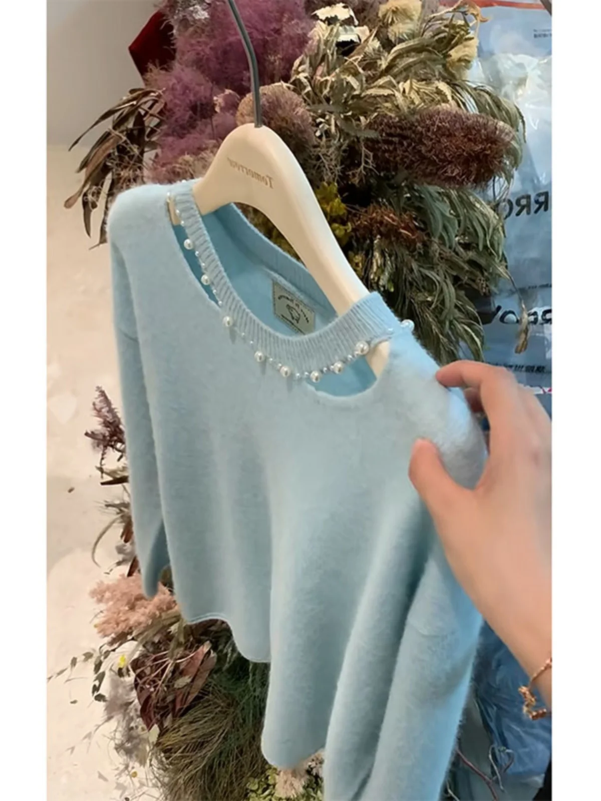 Легкий роскошный вязаный топ с длинными рукавами в стиле вестерн Sle Hollow Design Sense