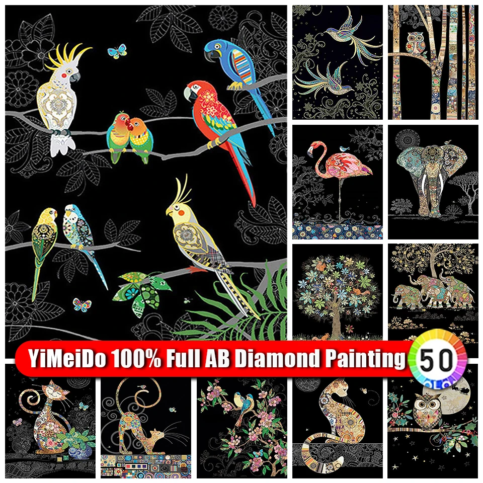 

YiMeiDo 100% AB Diamond Painting Parrot Bird New Arrival Diamond Embroidery Animal Full Drill Rhinestones Mosaic Home Decoration