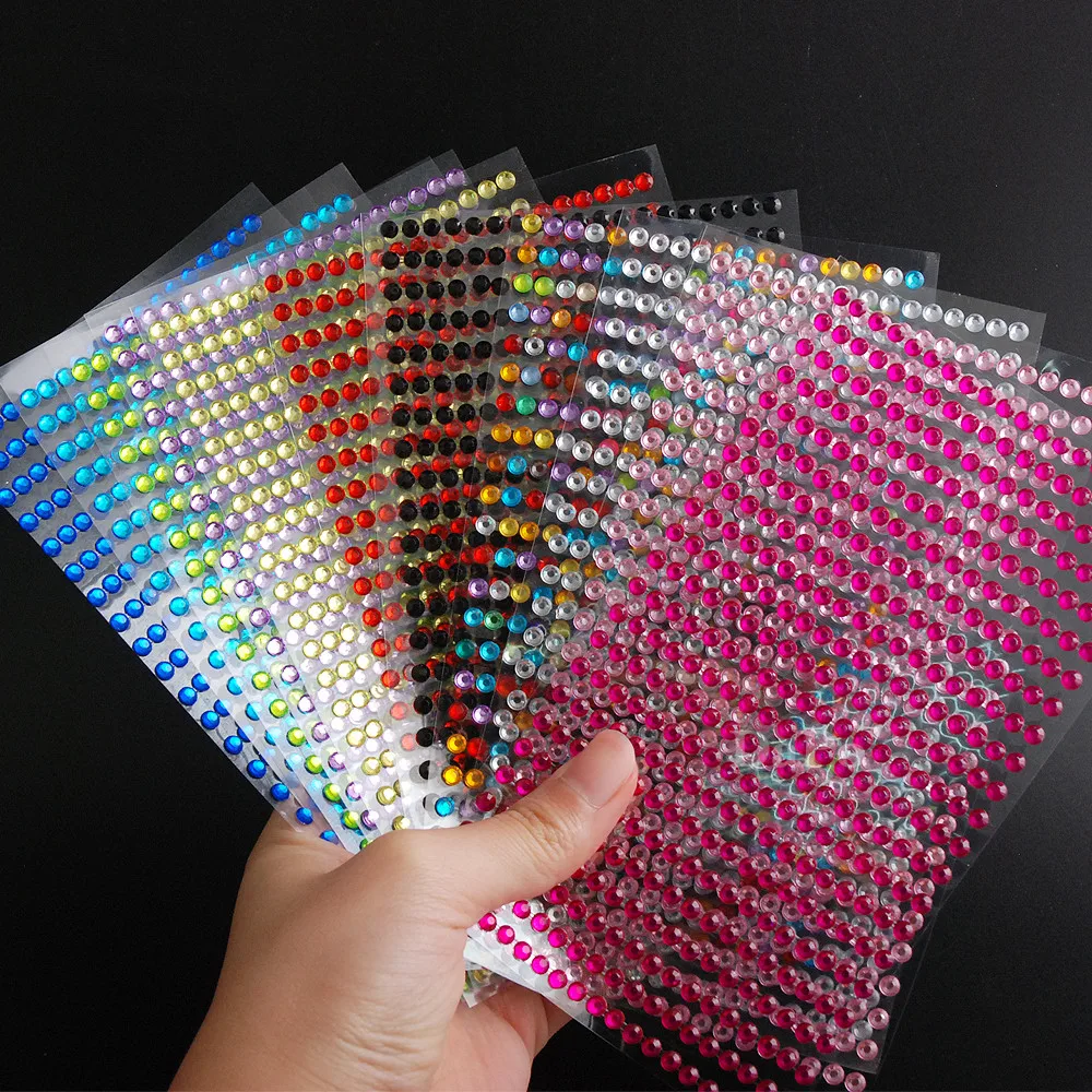 

Party and Festival DIY Decoration 12 color Acrylic Sticker 3mm 4mm 5mm 6mm Diy crystal Diamond Self Adhesive Rhinestone Stickers