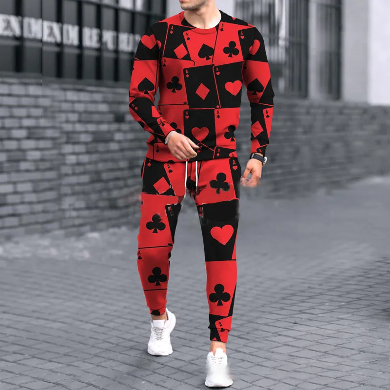 

2022 Men's Autumn Winter 3D Printing Long-sleeved Suit Men's Sportswear Long-sleeved and Long Pants Casual Tracksuit Man Set