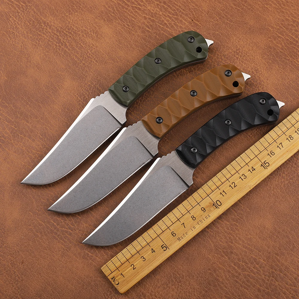 New Style G10 Handle DC53 Blade Fixed One Stone Wash Camping Survival Rock Climbing Fruit EDC Tool Knife