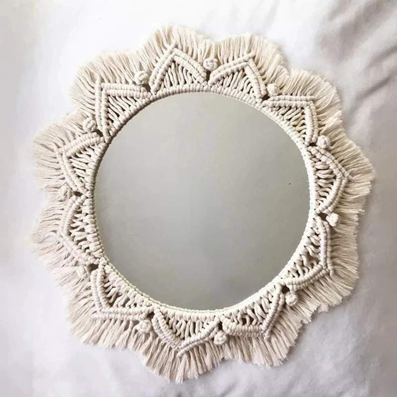 Круглое зеркало макраме в стиле бохо декоративные зеркала украшение для комнаты