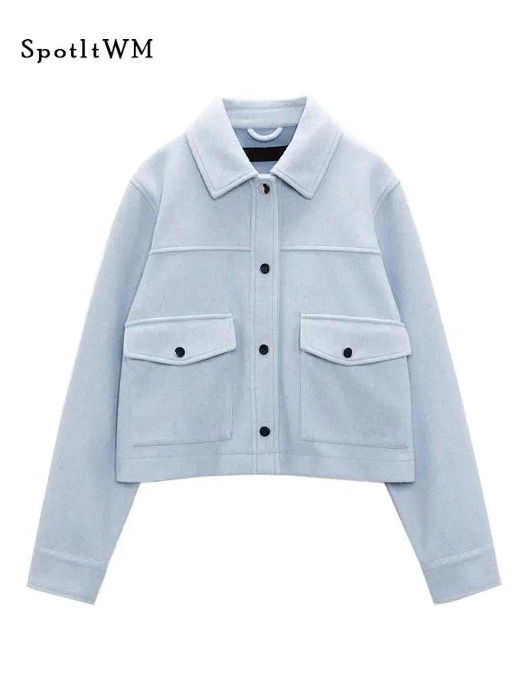 

Women Loose Lapel Long Sleeved Soft Jacket 2023 New Casual Pocket Decoration Single Breasted Coat Jacket Casual Warm Outerwear