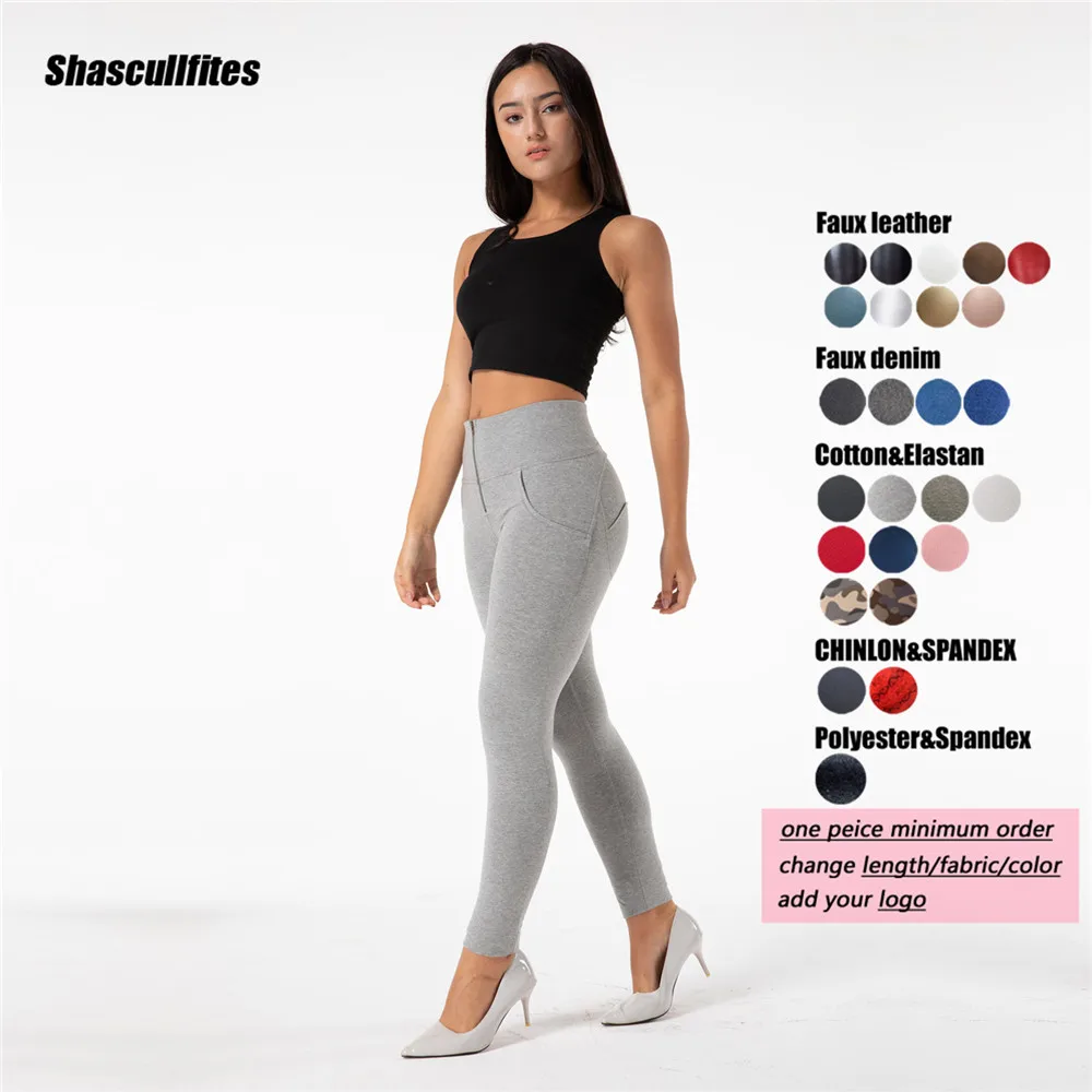 Shascullfites Gym and Shaping Tailored Pants High Waist Push Up Sport Legging Super Stretchy Grey Solid Color Workout Tights