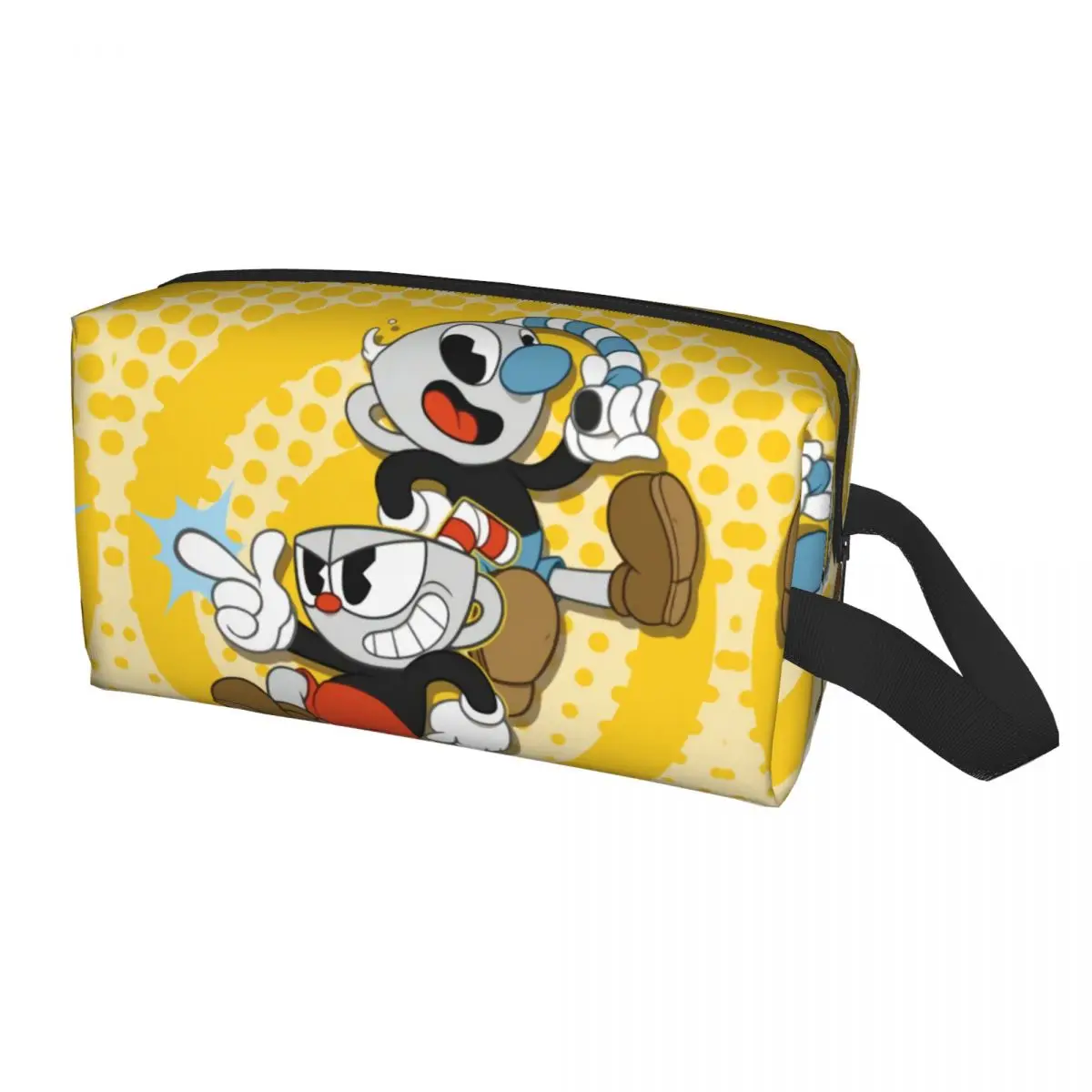 

Сумка для макияжа Cuphead Mugman, Женский дорожный косметический Органайзер, милые Мультяшные сумки для игр