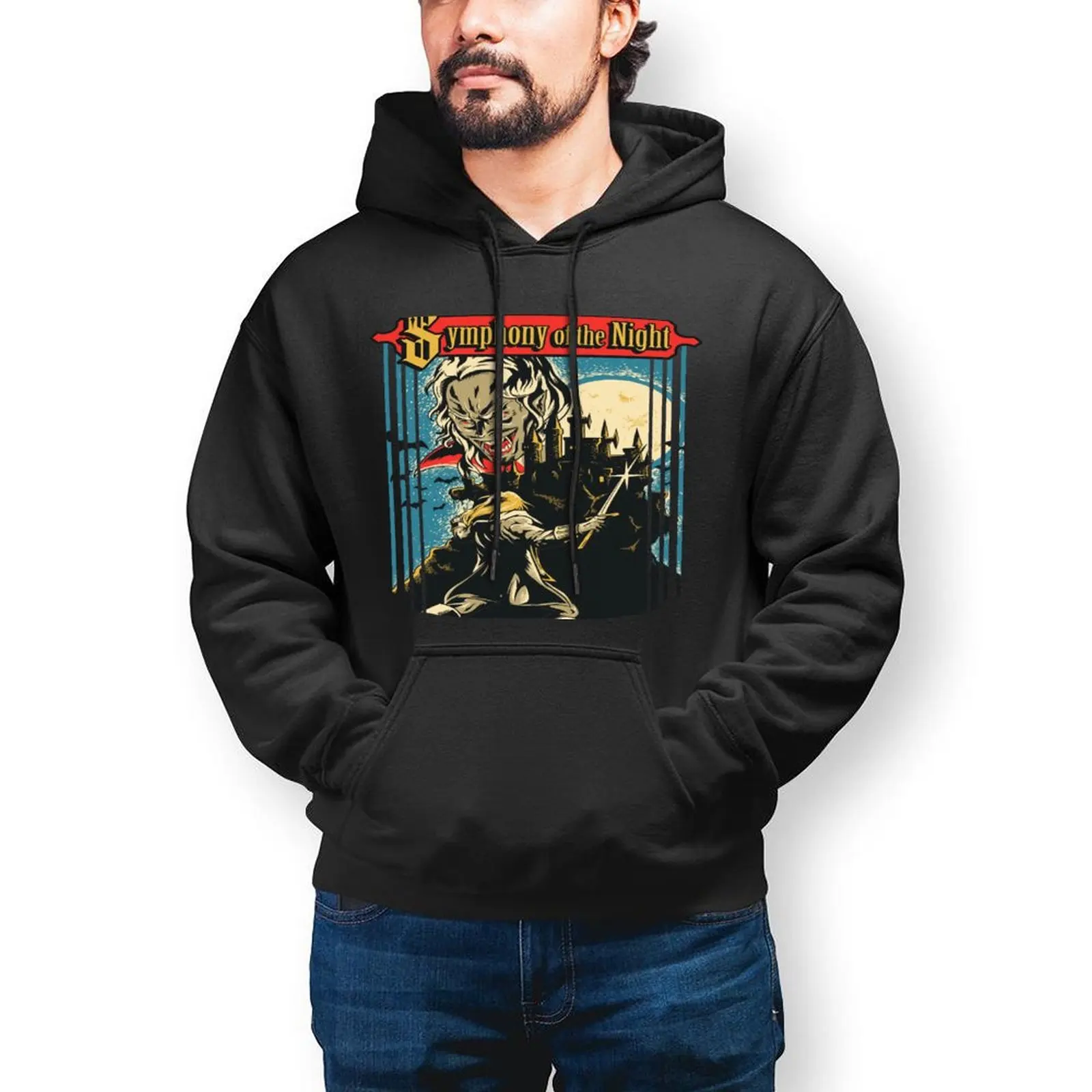 

Мужские уличные толстовки Castlevania, осенние мужские повседневные хлопковые свитшоты оверсайз с принтом в виде симфонии ночи