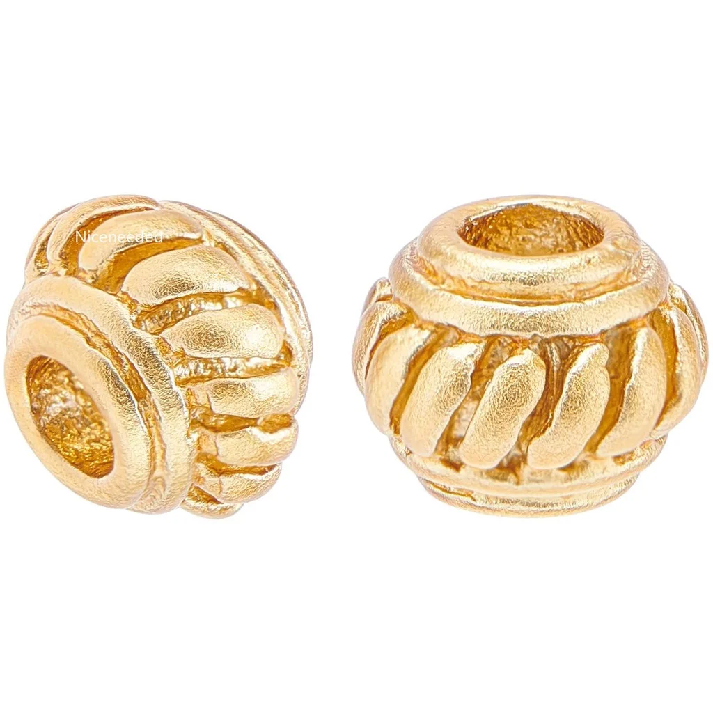

30Pcs Round Brass Matte Spacer Beads Real 18K Gold Plated Beads-5x3.8mm(Hole: 1.8mm) for Necklaces Bracelets and Jewelry Making