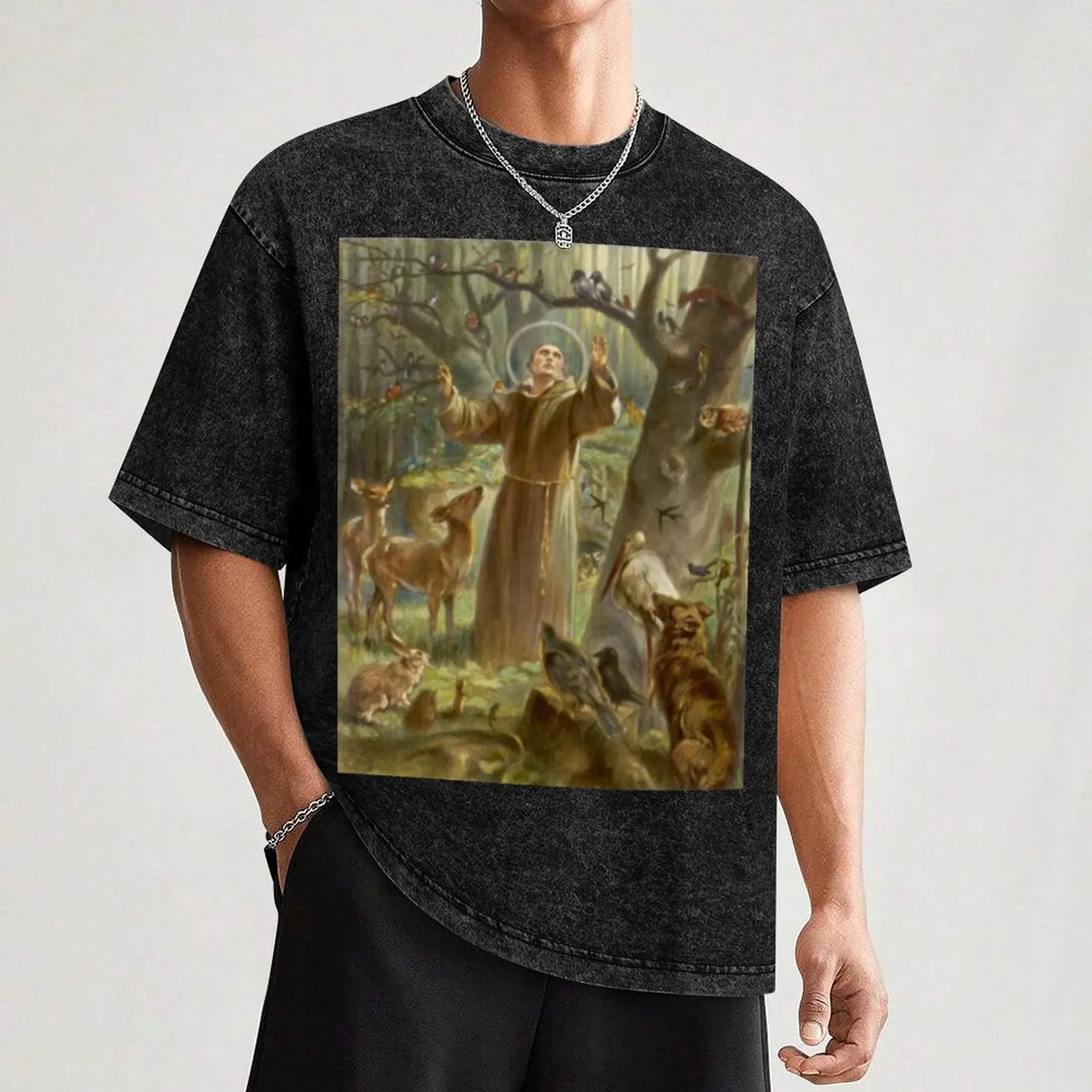 Футболка St. Francis of Assisi Preaching to the Animals мужская футболка винтажные мужские футболки