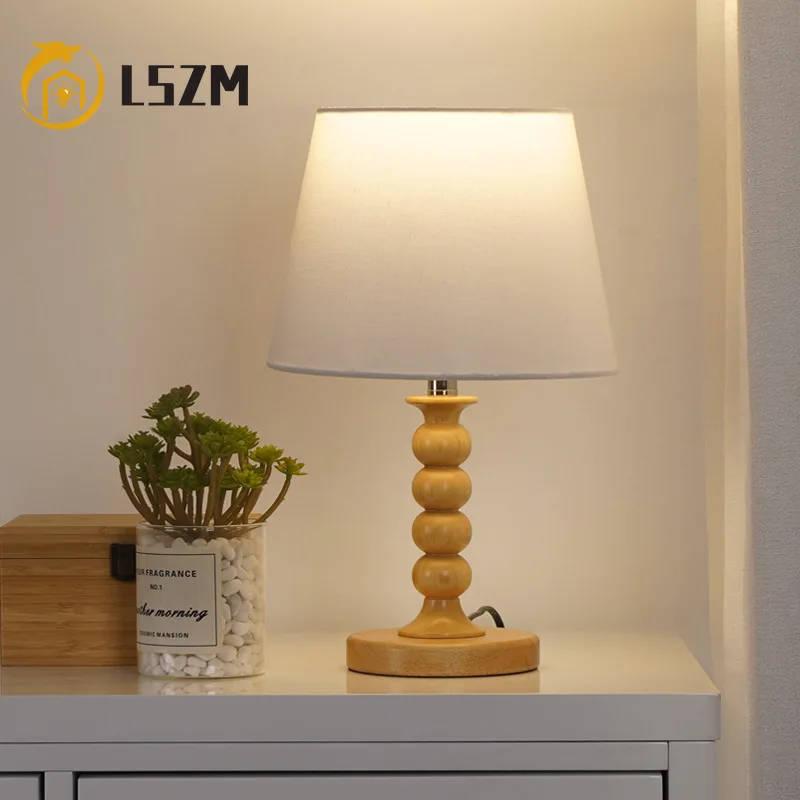 Modern Simple LED Desk Lamp Bamboo Wood E27 Table Lamp Dimmable Bedroom Bedside Lamp Log Color Night Light Decorative Lighting