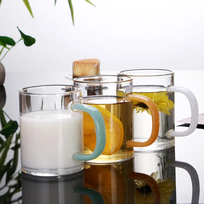 

Glass Cup with High Temperature Resistant Thickened Tea Cup Household Cold Water Cup Breakfast Cup Office Transparent 301-400ml