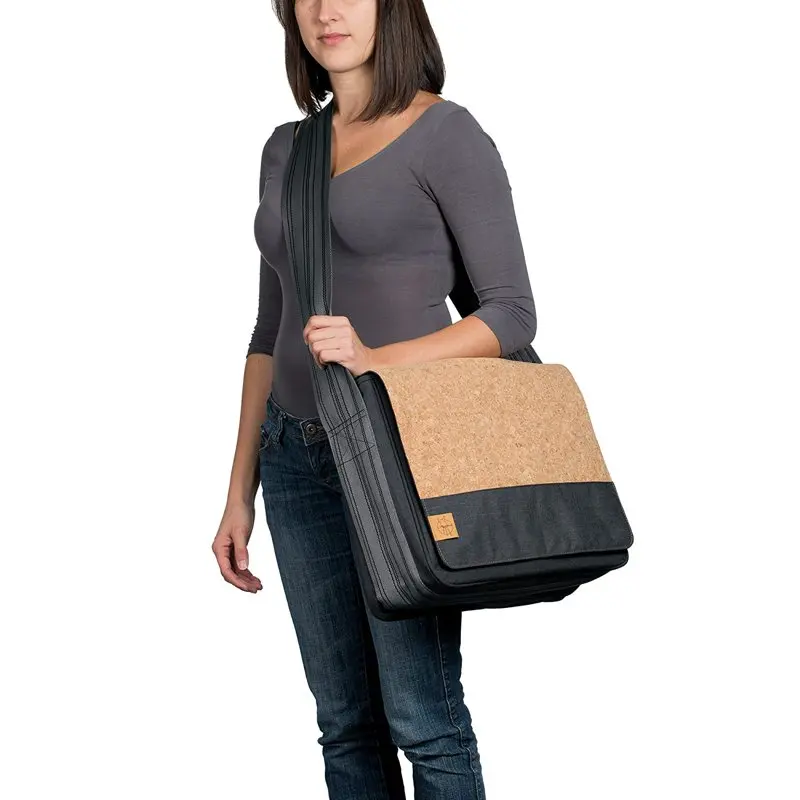 Stylish Dark Grey Cork Casual Messenger Bag - Waterproof, Durable Material Perfect for Women & Men.