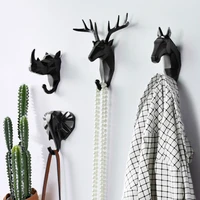d2 animal head resin key hook holder clothing deer elephant unicorn rhinoceros racks hook coat bag hanger cap decor home wall