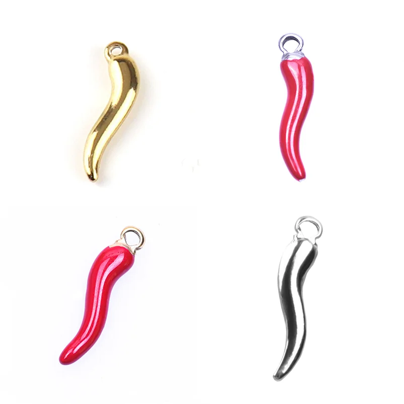 

5pcs Red Chili Pendant Stainless Steel Charms For Jewelry Making Enamel Charm Hot Pepper DIY Supplies Dijes De Acero Inoxidable