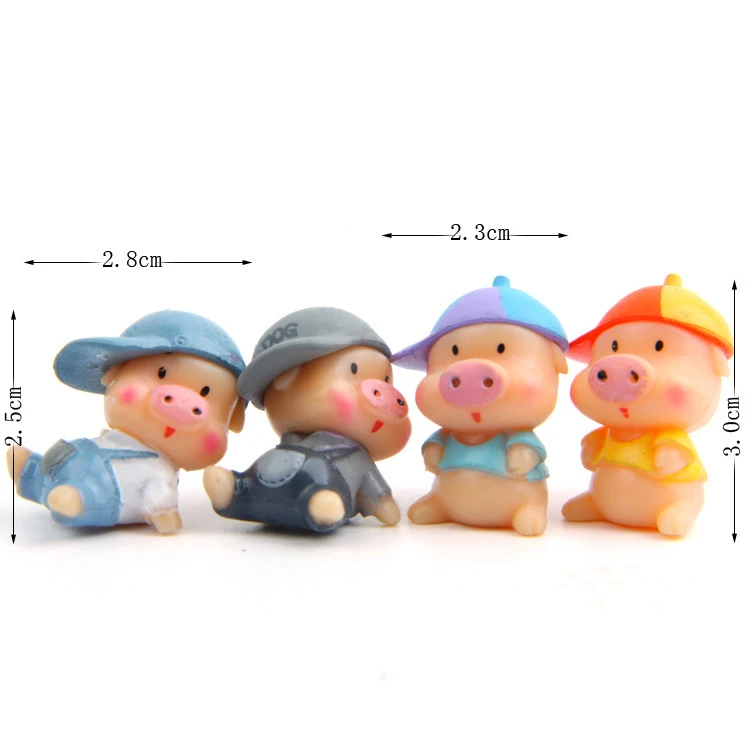 

4Pcs/Set Anime Cartoon Pig Action Toy Figures Miniature Toy 2-3CM