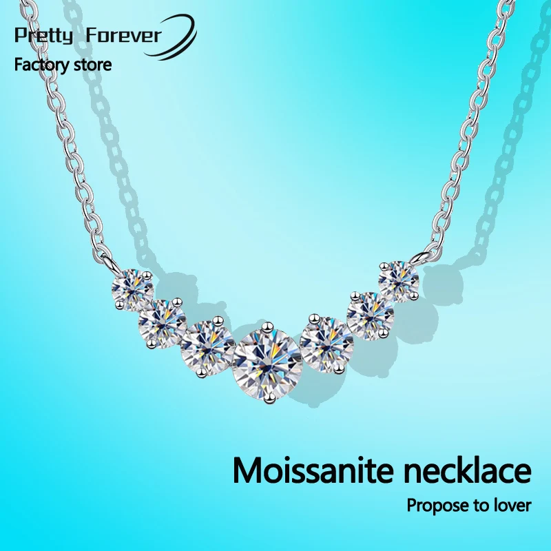 

Moissanite Necklace for Woman Wedding Fine Jewely with Certificates 925 Sterling Sliver Plated 18k White Gold Necklace choker