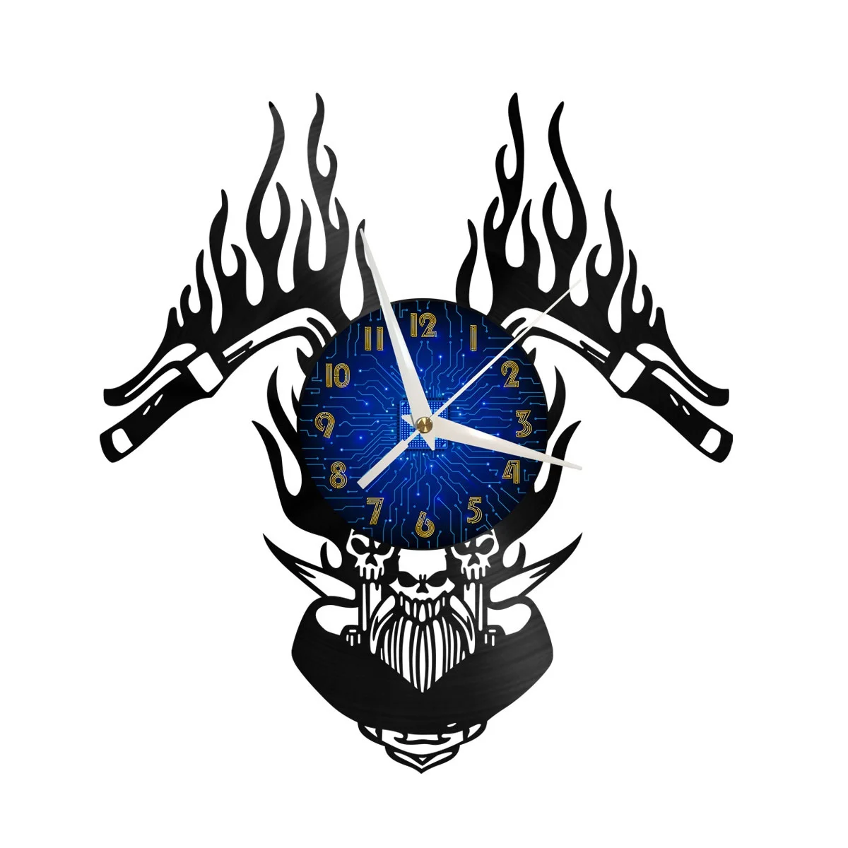 

Hell Motorcycle Vinyl Wall Clock, Vinyl Record Clock Wall Art Silent & Non-ticking