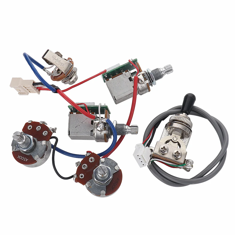 

Electric Guitar Pickup Pro Wiring Harness Push Pull Pots with 1 Toggle switch 4 Pots 1 Jack for Epi LP SG Guitar