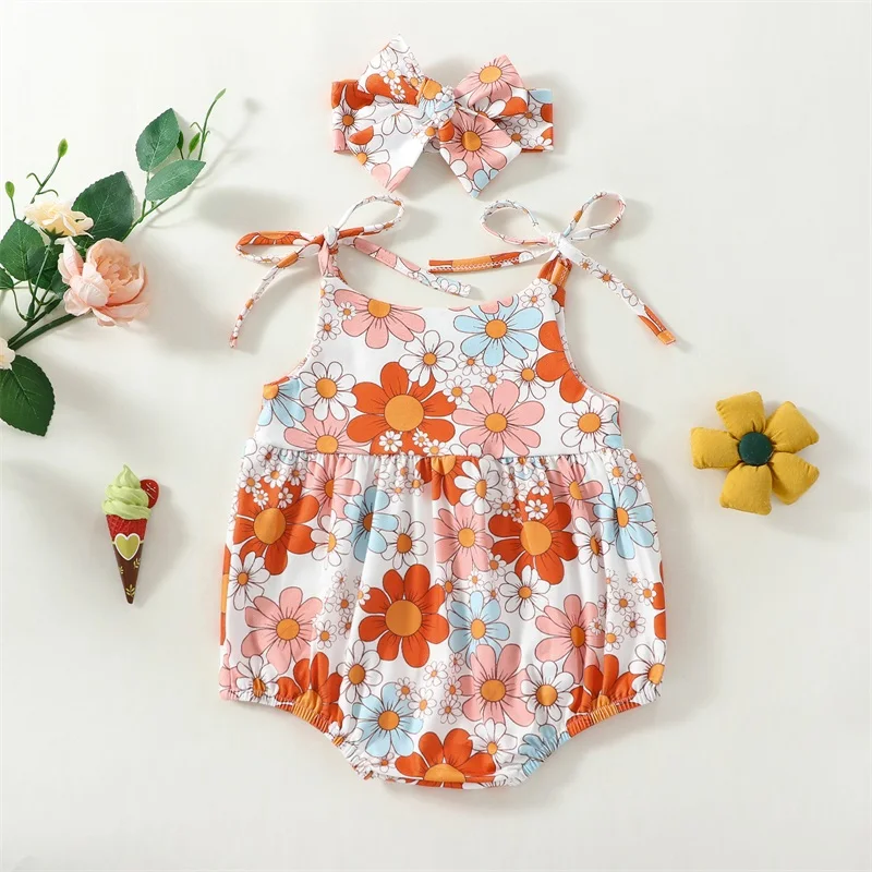 

Newborn Infant Baby Girl Summer Clothes Vintage Floral Romper Sleeveless Bodysuit Jumpsuit Playsuit Cute Baby Outfits