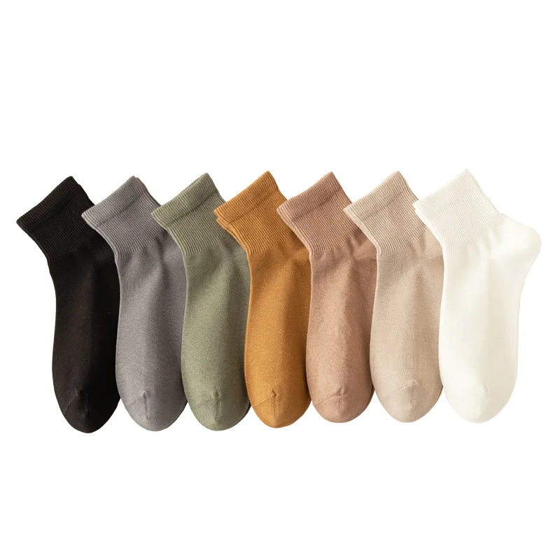 

2Pair Men Socks Spring And Summer Thin Section Low-Top Cotton Mid-Tube Sock Breathable Cotton Short Tube Solid Color Moving Sock