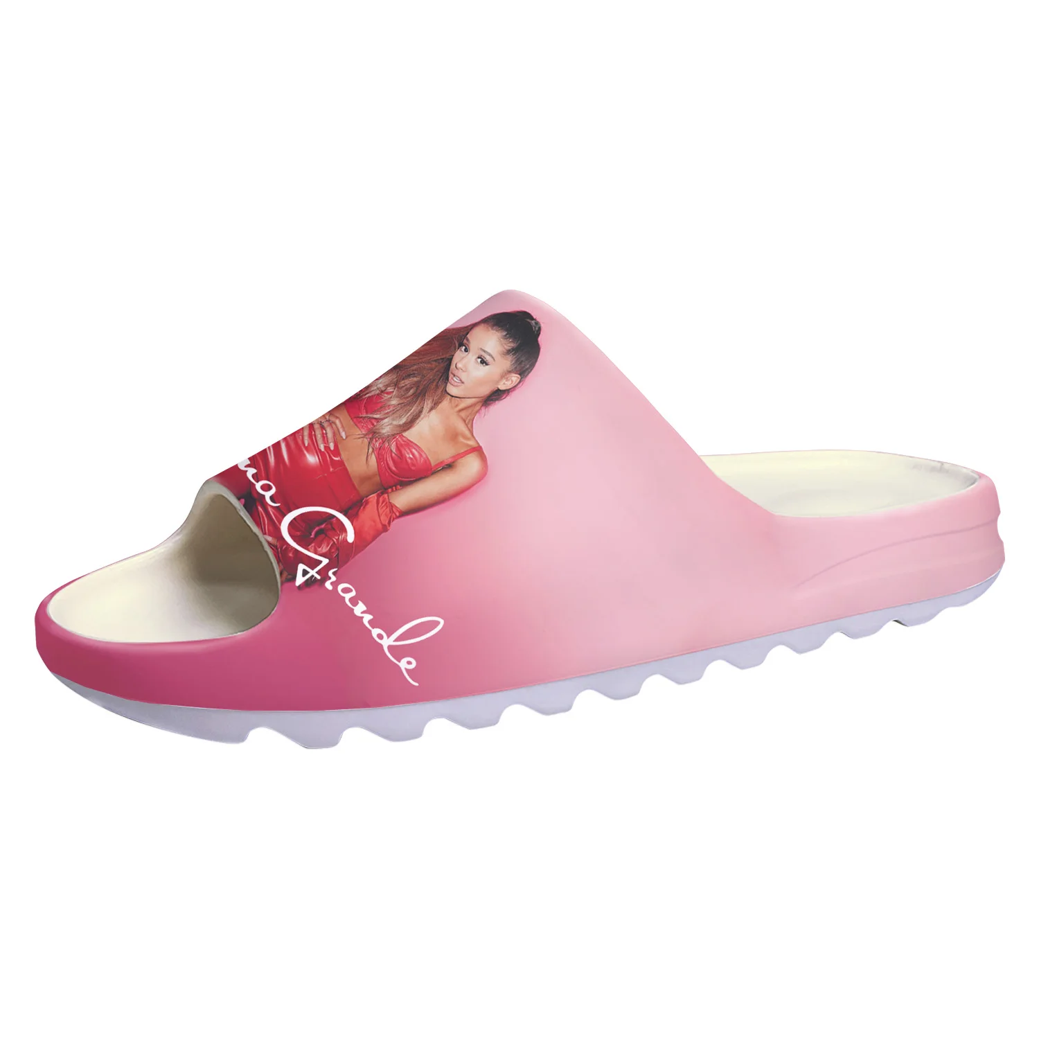 

Ariana Grande Singer Soft Sole Sllipers Home Clogs Water Shoes Mens Womens Teenager Bathroom Beach Customize on Shit Sandals
