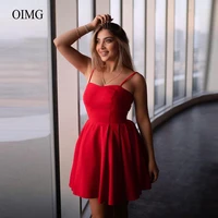 oimg simple a line red short prom party dresses spaghetti straps satin mini sexy cocktail dress evening club night gowns cheap