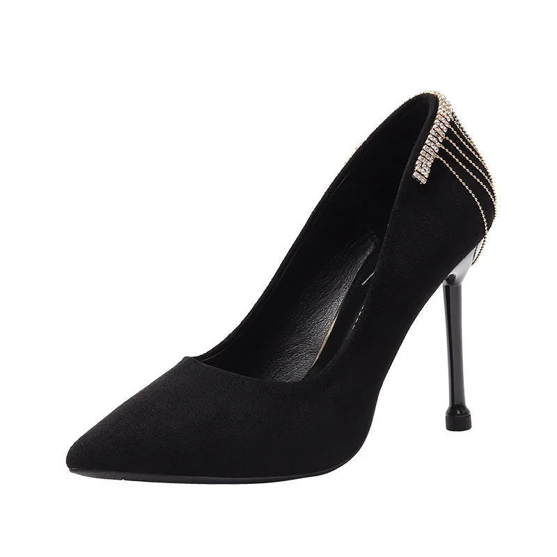

2022 Occupation Office Ladies High Heels Women Banquet Black Temperament High Heels Stiletto Design Super Slender Heel Shoes