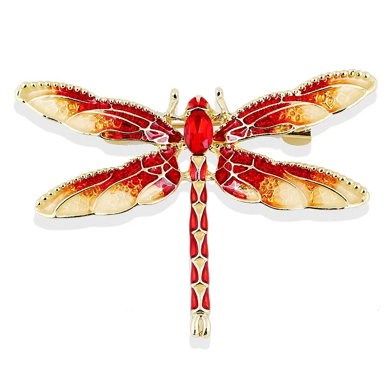 

Trendy Crystal Red Dragonfly Brooches for Women Inlaid Rhinestone Insect Brooch Pins Jewelry Party Wedding Gifts Luxury Design
