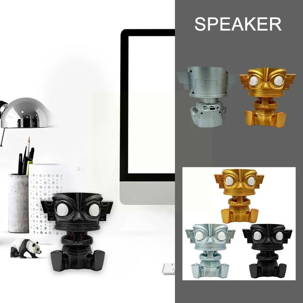 

New Sanxingdui Cultural Wireless Bluetooth Speaker Portable Color Vintage Music Stereo 3d Box Bass Silver Bass Surround Spe Q0u6