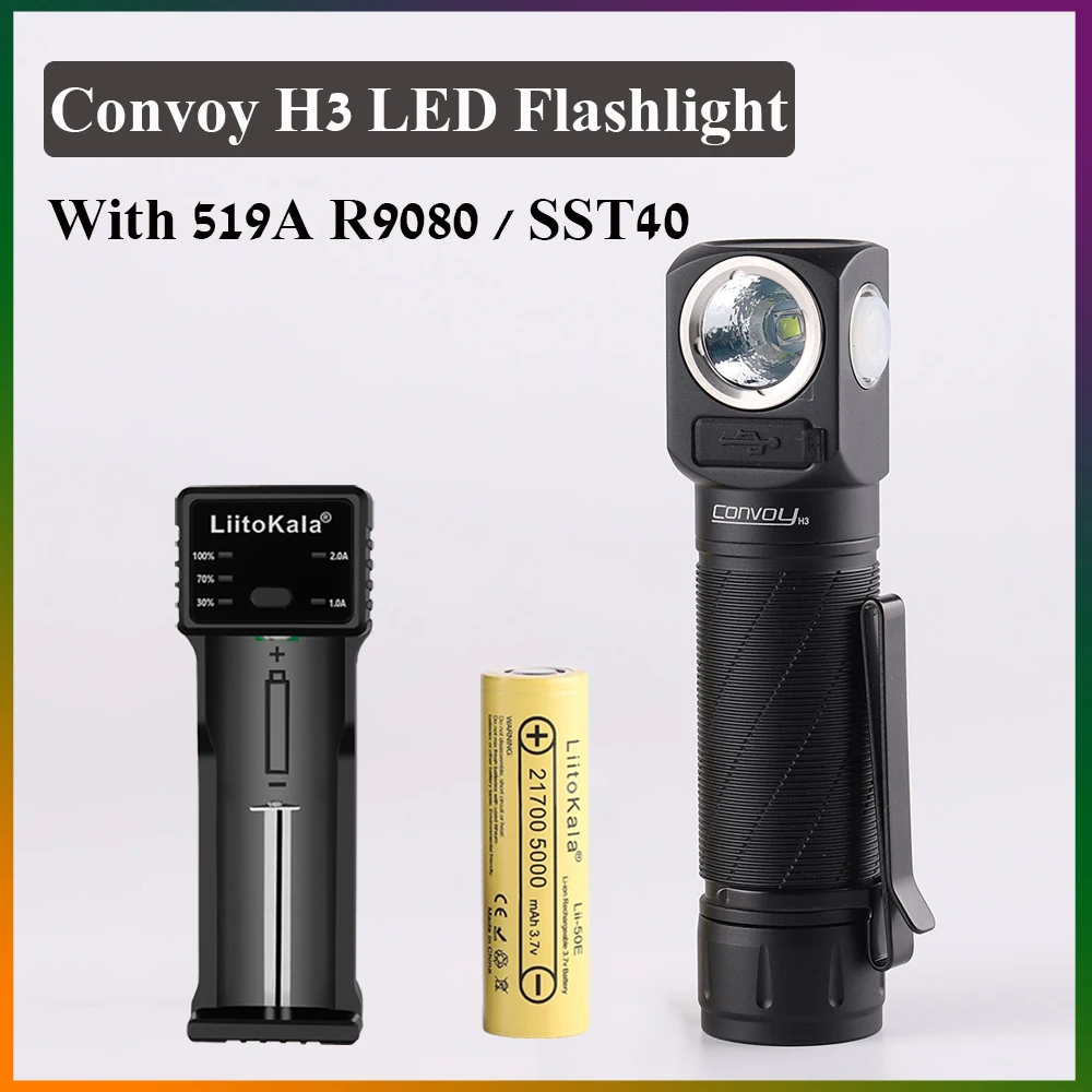 

Convoy H3 With Luminus SST40 Nichia 519A LED Flashlight With 5000K White For Outdoor Camping Portable Torches Lantern Flashlight