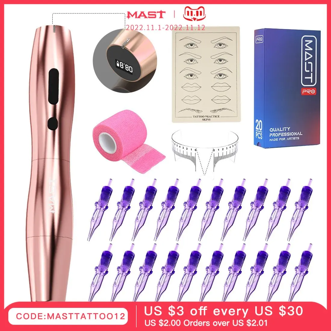 

Мачта для тату P20 2,5 мм, набор для перманентного макияжа