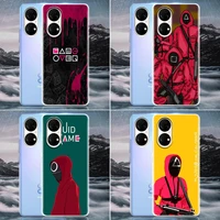 clear phone case for huawei p20 pro p30 p40 pro plus lite 4g p50 pro p smart z 2019 case soft silicone cover the squid game