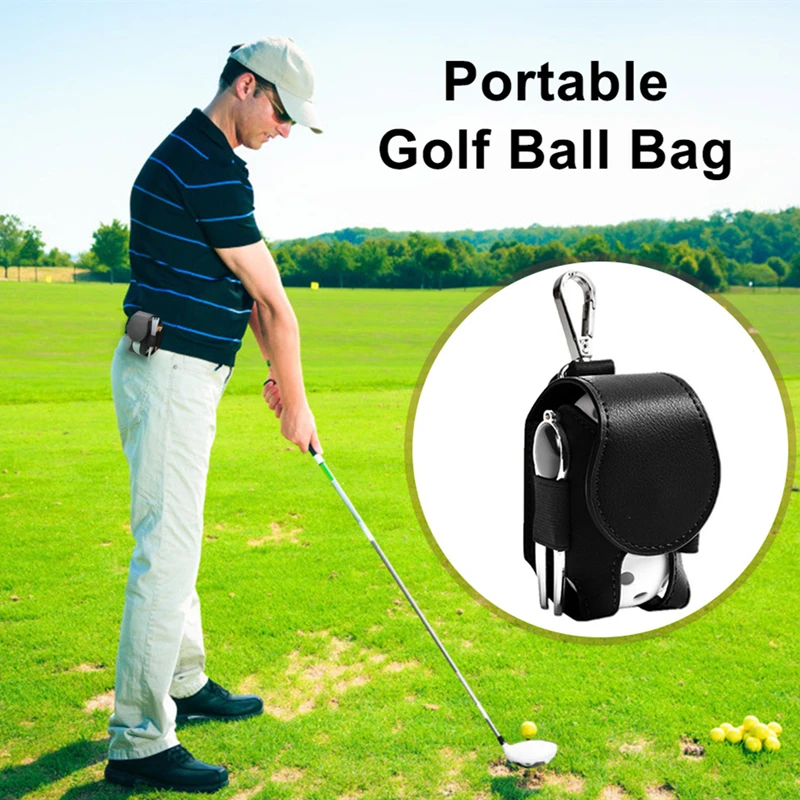 Mini Pocket Leather Golf Ball Bag Pouch Portable Waist Holder Small Size PU Golf Ball Container Divot Waist Golf Storage Bag