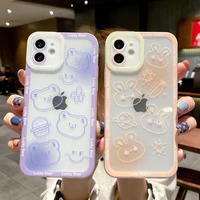 cute bear bunny phone case for iphone 13 pro max case iphone 11 12 pro 8 7 plus x xr xs max 12 13 mini se soft cover clear soft