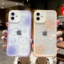 Cute Bear Bunny Phone Case For iPhone 13 Pro Max Case iPhone 11 12 Pro 8 7 Plus X XR XS MAX 12 13 Mini SE Soft Cover Clear Soft