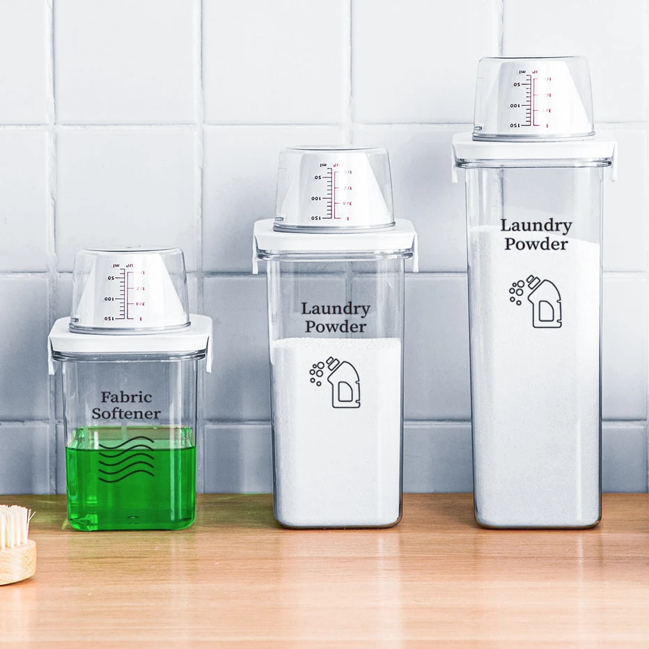 

Multi-purpose with Label Transparent Storage Container for Laundry Detergent and Detergent Plastic Grain Tank Leakproof Seal