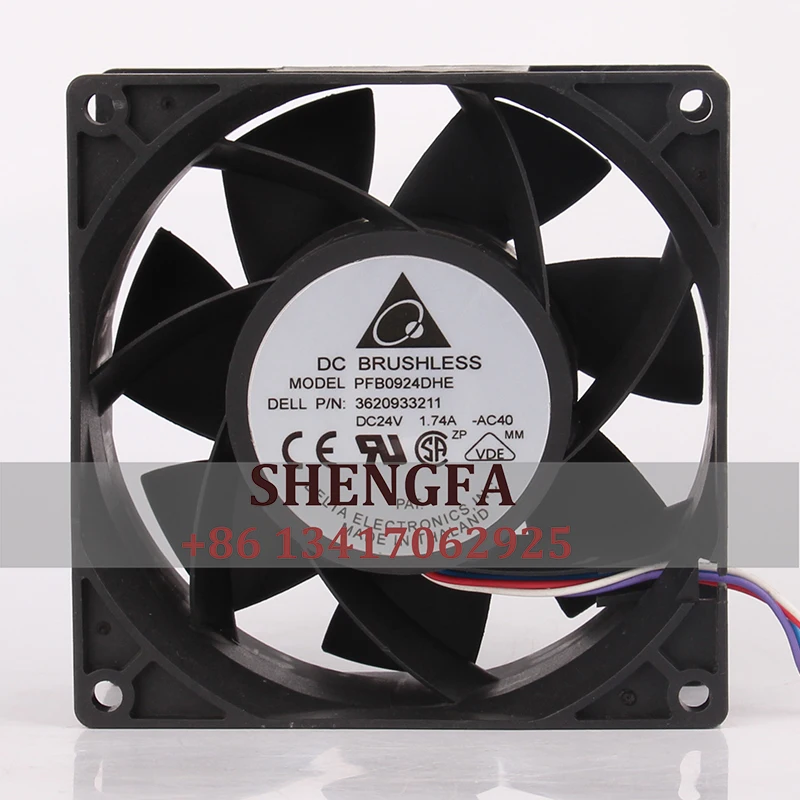 

DELTA PFB0924DHE Case Fan Dual Ball Bearing DC24V 1.74A ECAC 90X90X38MM 9CM 9038 Frequency Converter High Air Volume Chassis