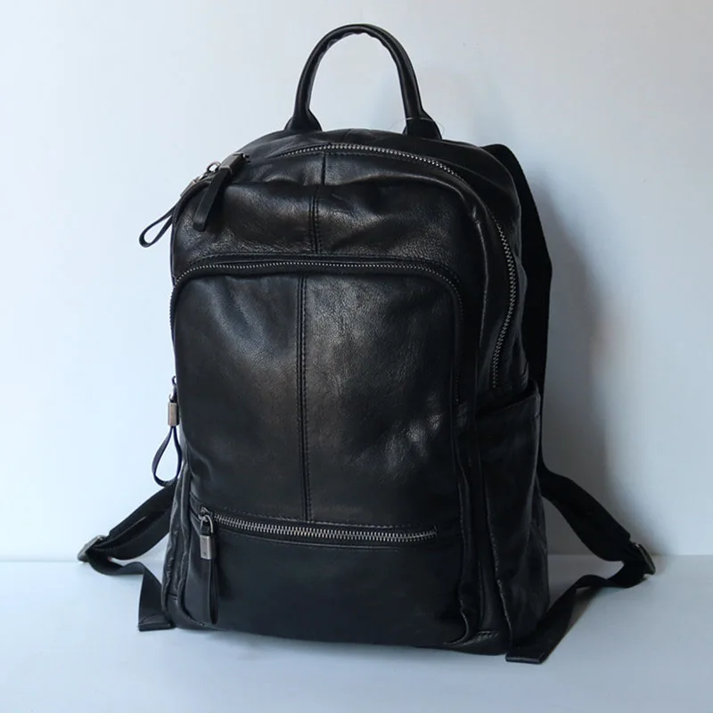 

AETOO Men's backpack leather Korean version computer travel student backpack large capacity youth fashion trend first layer cow