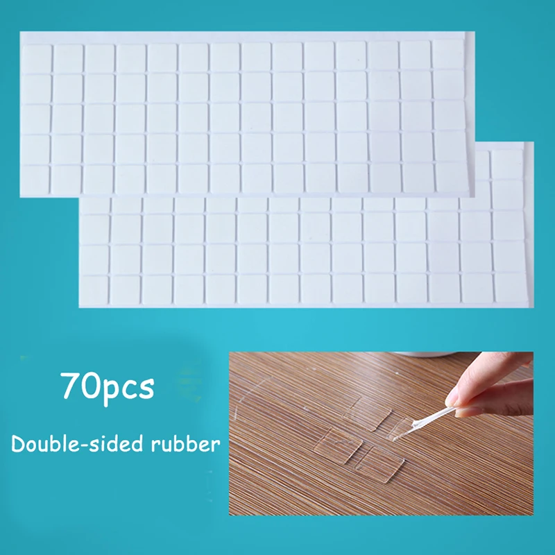 

70Pcs Square Double Sides Tape Acrylic Adhesive Sticker For Office Home Party Decor Anti Slip Gel Installation Fixing Pad