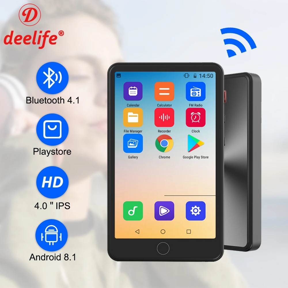 MP4-плеер Deelife с Wi-Fi и Bluetooth, полноразмерный сенсорный экран, Android, MP 4, MP3, воспроизведение музыки, поддержка иврита