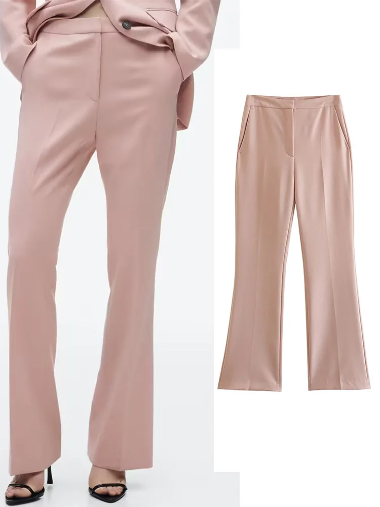 

2023 Women Spring Flare Pants Fashion Casual Solid Zipper Slim Female Elegant Street OL Boot Cut Pant Trousers Clothing