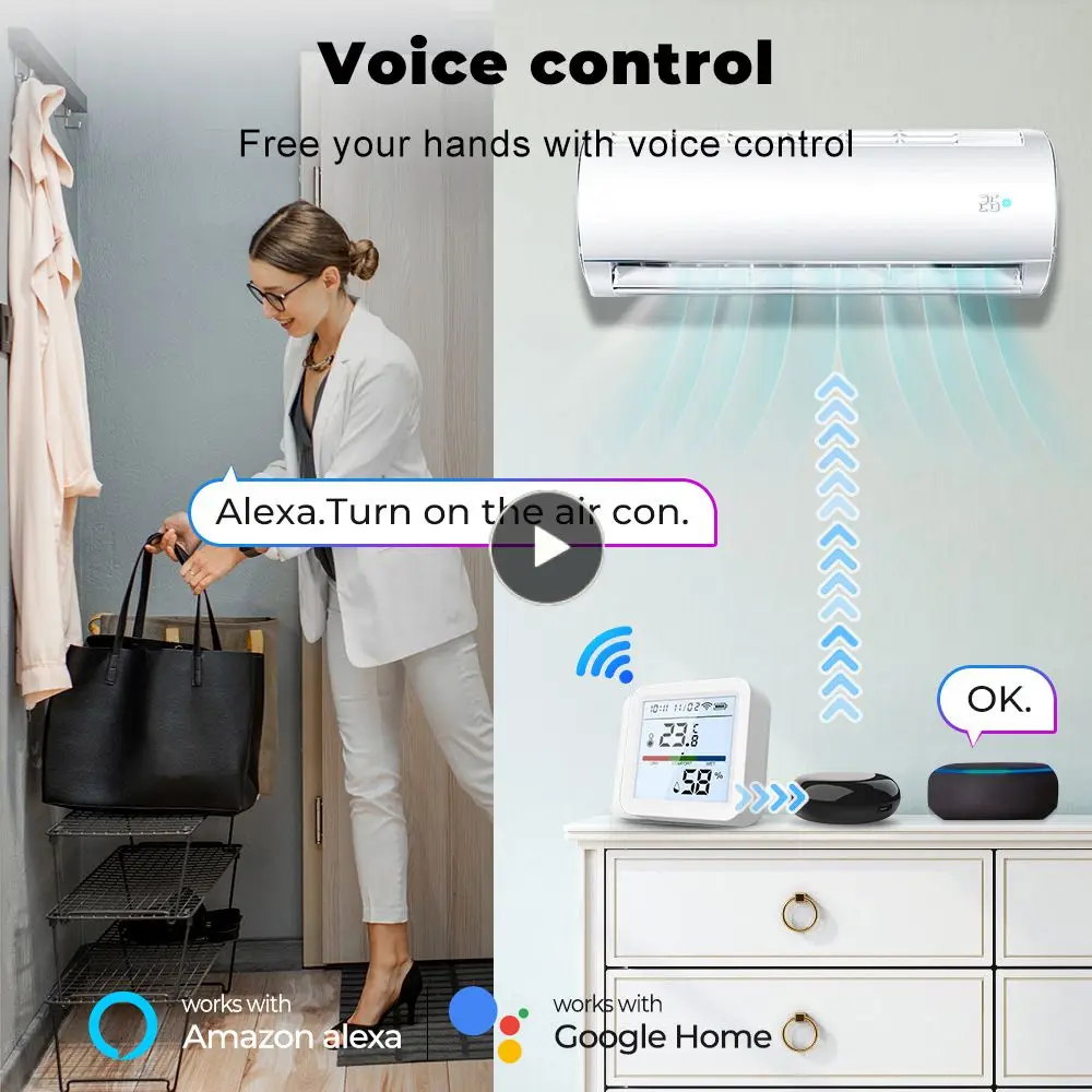 

Safe Angle Adjustment Smart Home Voice Support Hygrometer Intelligence Temperature Sensor Household Appliances Precise