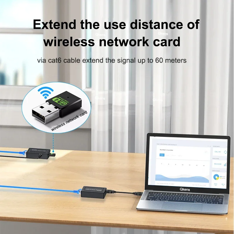 Фото Суперудлинитель USB 2.0 по сетевому кабелю RJ45 Cat6 Ethernet для MAC, Win7/8/10, Win11, веб-камер, мышей, клавиатур, принтеров №5