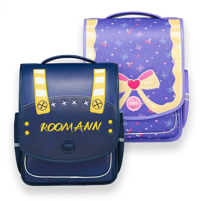 Bookbag High Quality Primary School Backpack Safety Reflective Strip Waterproof Cute Cartoon Double Shoulder Schoolbag Kids