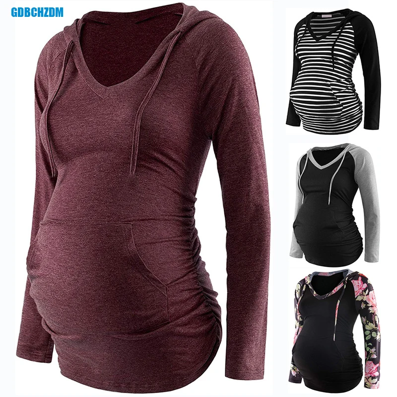 

Женская толстовка для беременных с длинным рукавом и принтом в полоску