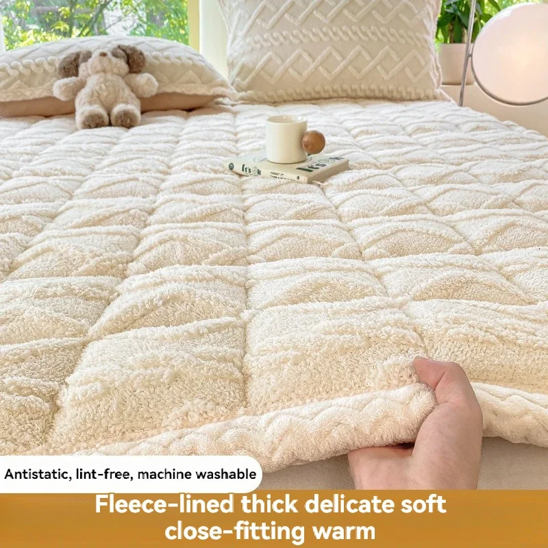 

Фланелевые наматрасники для дома, общежития, зимнее теплое мягкое толстое покрывало, покрывало королевского размера, простыни, тонкий стеганый коврик татами