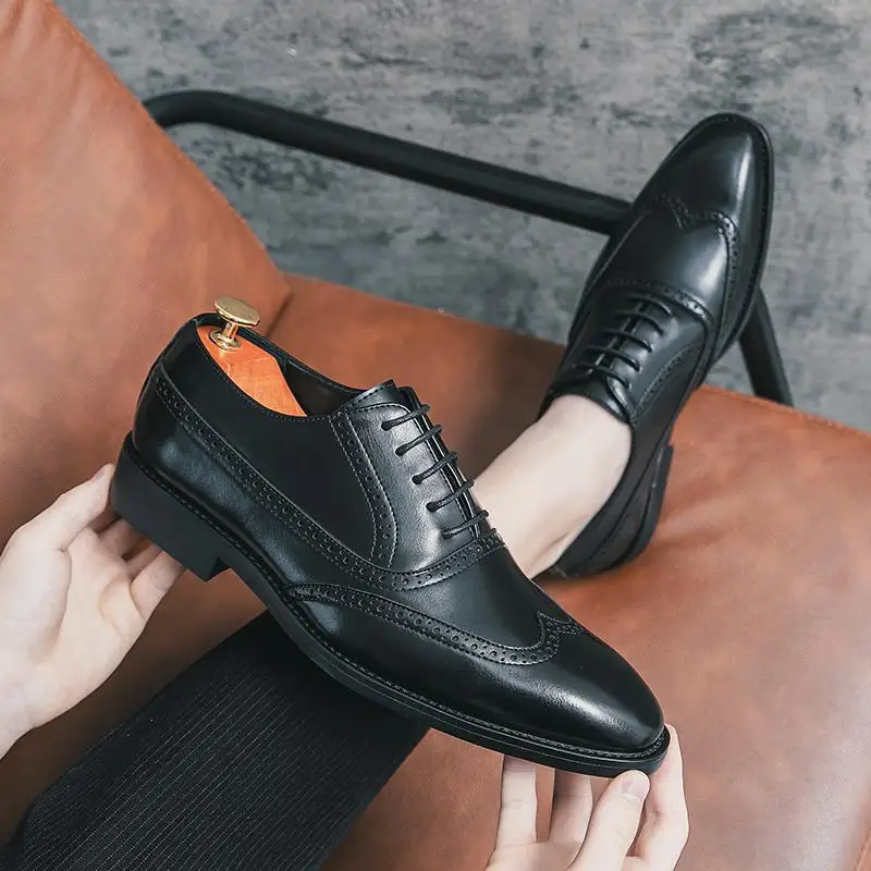 

2023 New Men's Shoes Casual Leather Shoes Men's Spring Men's British Style Versatile Business Formal Wear Work Kitchen Shoes