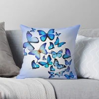 blue butterfly merchandise polyester decor pillow case home cushion cover 4545cm